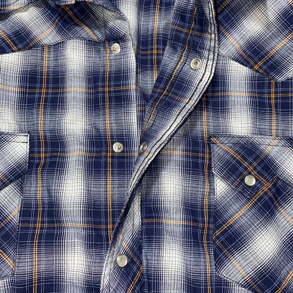 Wrangler Pearl Snap Shirt Men’s 3XL Blue Plaid Short Sleeve Cowboy Rodeo Western - Picture 6 of 7